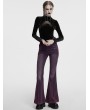 Punk Rave Black Gothic Crescent Hollowed Print Velvet Long Sleeve T-Shirt for Women