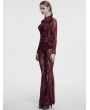 Punk Rave Red Gothic Crescent Hollowed Printed Mesh Long Flare Pants for Women