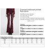 Punk Rave Red Gothic Crescent Hollowed Printed Mesh Long Flare Pants for Women