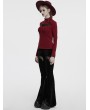 Punk Rave Black Gothic Crescent Hollowed Printed Velvet Long Flare Pants for Women