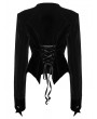 Punk Rave Black Gothic Bat Hem Vintage Velvet Jacket for Women