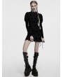 Punk Rave Black Gothic Retro Palace Style Velvet Long Sleeve Shirt for Women