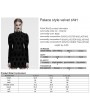 Punk Rave Black Gothic Retro Palace Style Velvet Long Sleeve Shirt for Women