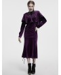 Punk Rave Black and Violet Gothic Velvet Gradient Long Sleeve Fishtail Dress
