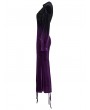 Punk Rave Black and Violet Gothic Velvet Gradient Long Sleeve Fishtail Dress