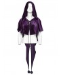 Punk Rave Violet Gothic Women's Velvet Hooded Cloak with Fur Ball