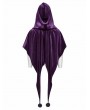 Punk Rave Violet Gothic Women's Velvet Hooded Cloak with Fur Ball