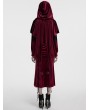 Punk Rave Red Gothic Women's Velvet Hooded Cloak with Fur Ball