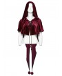 Punk Rave Red Gothic Women's Velvet Hooded Cloak with Fur Ball