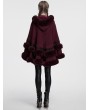 Punk Rave Red Gothic Retro Hooded Loose Fur Cloak for Women