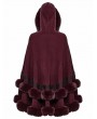 Punk Rave Red Gothic Retro Hooded Loose Fur Cloak for Women
