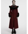 Punk Rave Red Vintage Gothic Detachable Short-to-Long  Woolen Jacket for Women