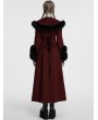 Punk Rave Red Vintage Gothic Detachable Short-to-Long  Woolen Jacket for Women