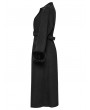 Punk Rave Black Gothic Retro Buckle Belt Long Fur Coat for Women