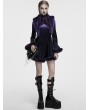 Punk Rave Black and Violet Gothic Gradient Fur Trim Velvet Short Dress