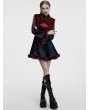 Punk Rave Black and Red Gothic Gradient Fur Trim Velvet Short Dress