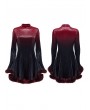 Punk Rave Black and Red Gothic Gradient Fur Trim Velvet Short Dress