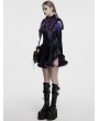 Punk Rave Black and Violet Gradient Gothic Fur Devil Shawl for Women