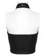 Punk Rave Black and Red Gothic Flame Tie-Dyed Fur Vest Top for Women