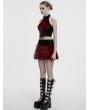 Punk Rave Black and Red Gothic Flame Tie-Dyed Fur A-Line Mini Skirt