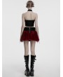 Punk Rave Black and Red Gothic Flame Tie-Dyed Fur A-Line Mini Skirt