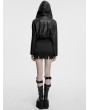 Punk Rave Black Gothic Punk Lapel Hooded Leather Jacket for Women