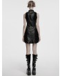 Punk Rave Black Gothic Crescent Embroidered Striped Plush Sleeveless Dress