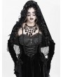 Eva Lady Black Gothic Flower Fringed Velvet Hooded Cloak for Women