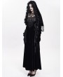 Eva Lady Black Gothic Flower Fringed Velvet Hooded Cloak for Women