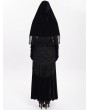 Eva Lady Black Gothic Flower Fringed Velvet Hooded Cloak for Women
