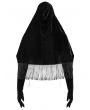 Eva Lady Black Gothic Flower Fringed Velvet Hooded Cloak for Women
