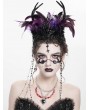 Eva Lady Black and Purple Gothic Feather Beaded Crown Headdress