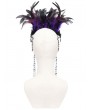 Eva Lady Black and Purple Gothic Feather Beaded Crown Headdress