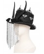 Eva Lady Black Gothic Skull Horn Beaded Tassel Hat