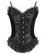 Eva Lady Black Gothic Beaded Lace Victorian Overbust Corset Top for Women