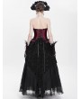 Eva Lady Red Gothic Beaded Lace Victorian Overbust Corset Top for Women