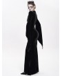 Eva Lady Black Gothic Embroidered Velvet Long Fishtail Dress Coat 