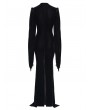 Eva Lady Black Gothic Embroidered Velvet Long Fishtail Dress Coat 