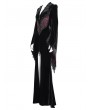Eva Lady Black and Red Gothic Embroidered Velvet Long Fishtail Dress Coat