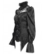 Eva Lady Black Vintage Gothic Jacquard Lace Paneled Long Sleeve Shirt for Women
