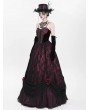 Eva Lady Red Gothic Floral Lace Velvet Beaded Long Slip Party Dress