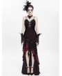 Eva Lady Red Gothic Embroidered Irregular Ruffled Velvet High-Low Dress