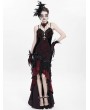 Eva Lady Red Gothic Embroidered Irregular Ruffled Velvet High-Low Dress