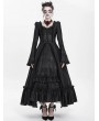 Eva Lady Black Vintage Gothic Embroidered Lace Ruffled Bell Long Sleeve Maxi Dress