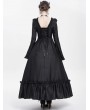 Eva Lady Black Vintage Gothic Embroidered Lace Ruffled Bell Long Sleeve Maxi Dress