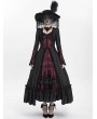 Eva Lady Red Vintage Gothic Embroidered Lace Ruffled Bell Long Sleeve Maxi Dress