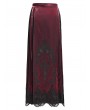 Eva Lady Red Gothic Cross Embroidered Pleated Wrap High Waist Long Skirt