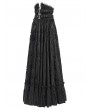 Eva Lady Black Gothic Double Buckle Belt Embroidered Lace Maxi Skirt