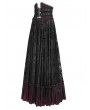 Eva Lady Black and Red Gothic Double Buckle Belt Embroidered Lace Maxi Skirt
