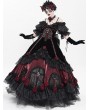 Eva Lady Black and Red Gothic Victorian Rose Embroidery Beading Hooded Gown Dress